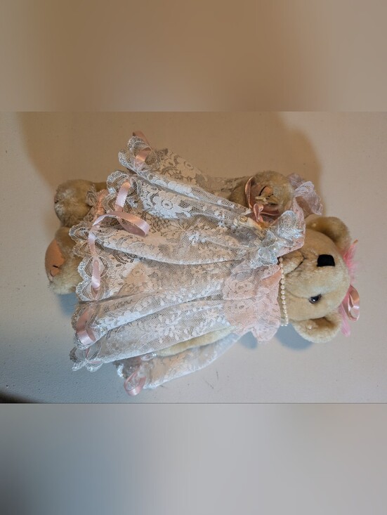 Vintage Other - Vintage Bear In Lace Dress